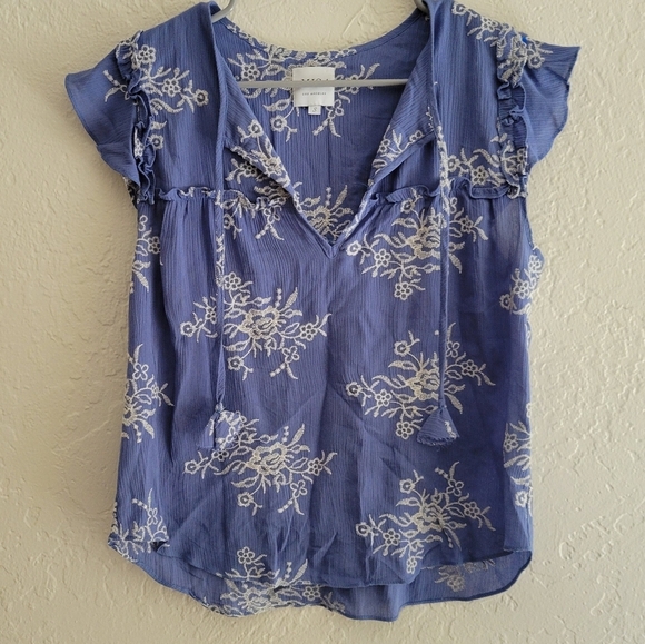 Misa Los Angeles Blue Ale Embroidered Top Small - Picture 2 of 6